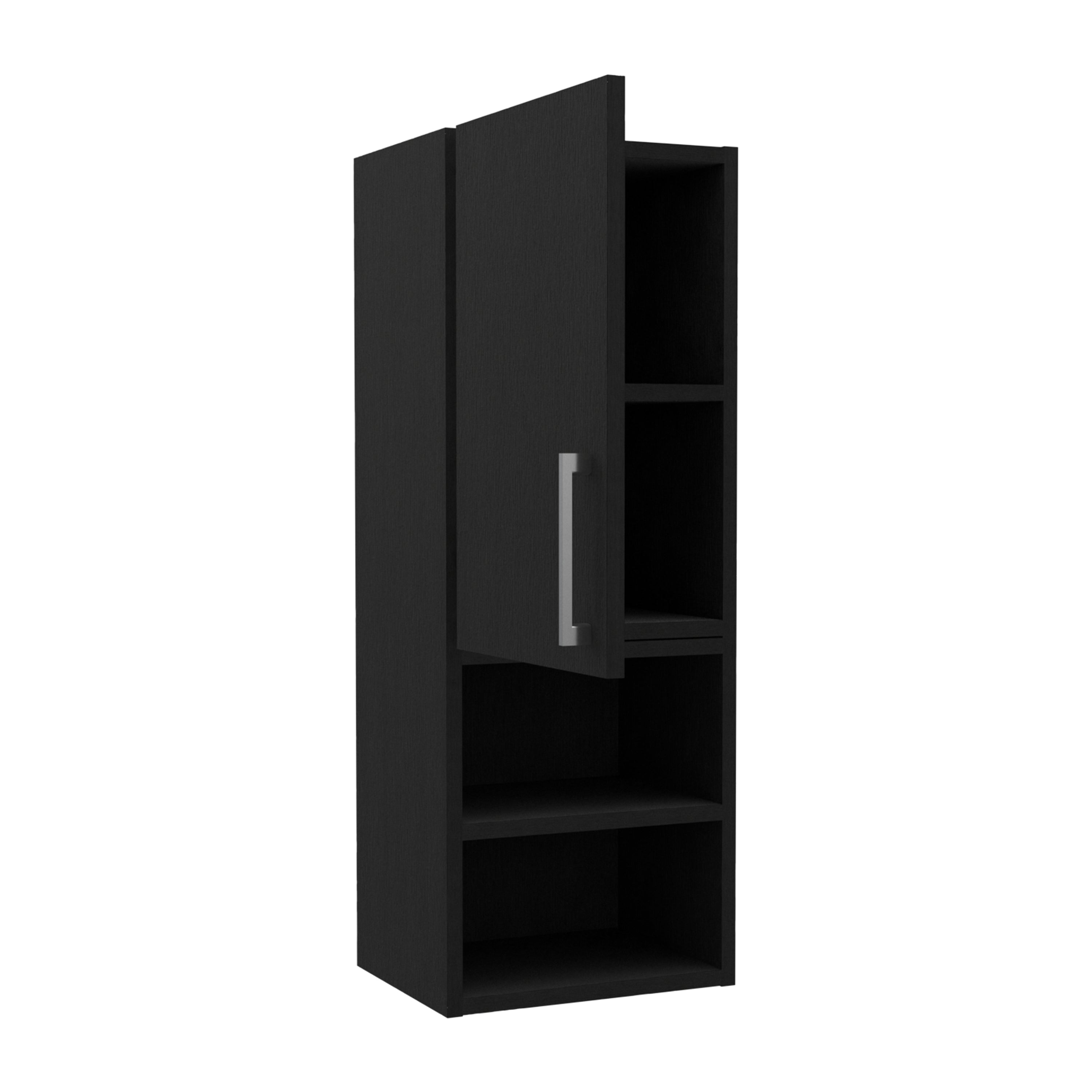 12" Black Wood Wall Mounted Single Door Medicine Cabinet - Office Supplies