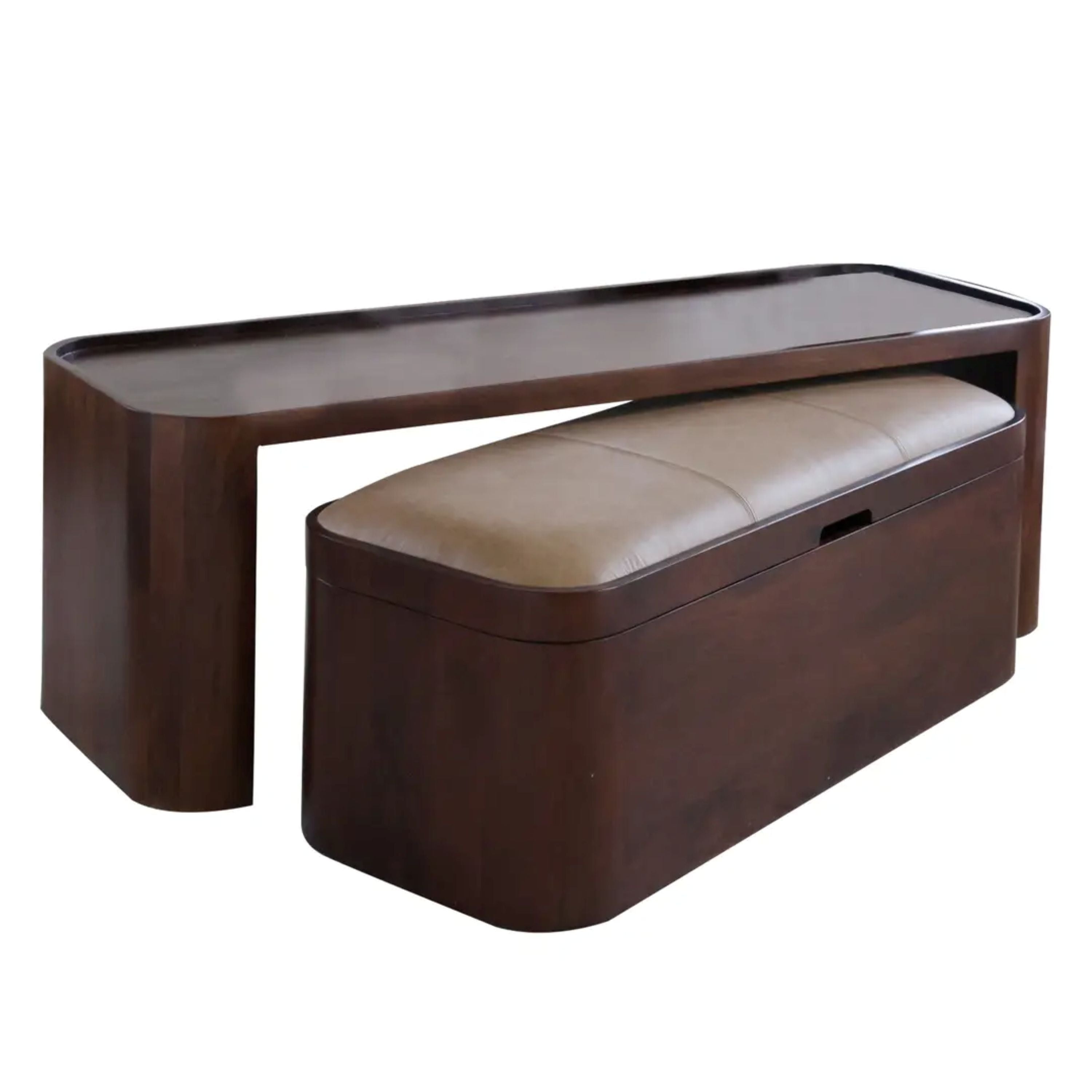 54" Brown Solid Wood Sled Trunk Coffee Table Default Title