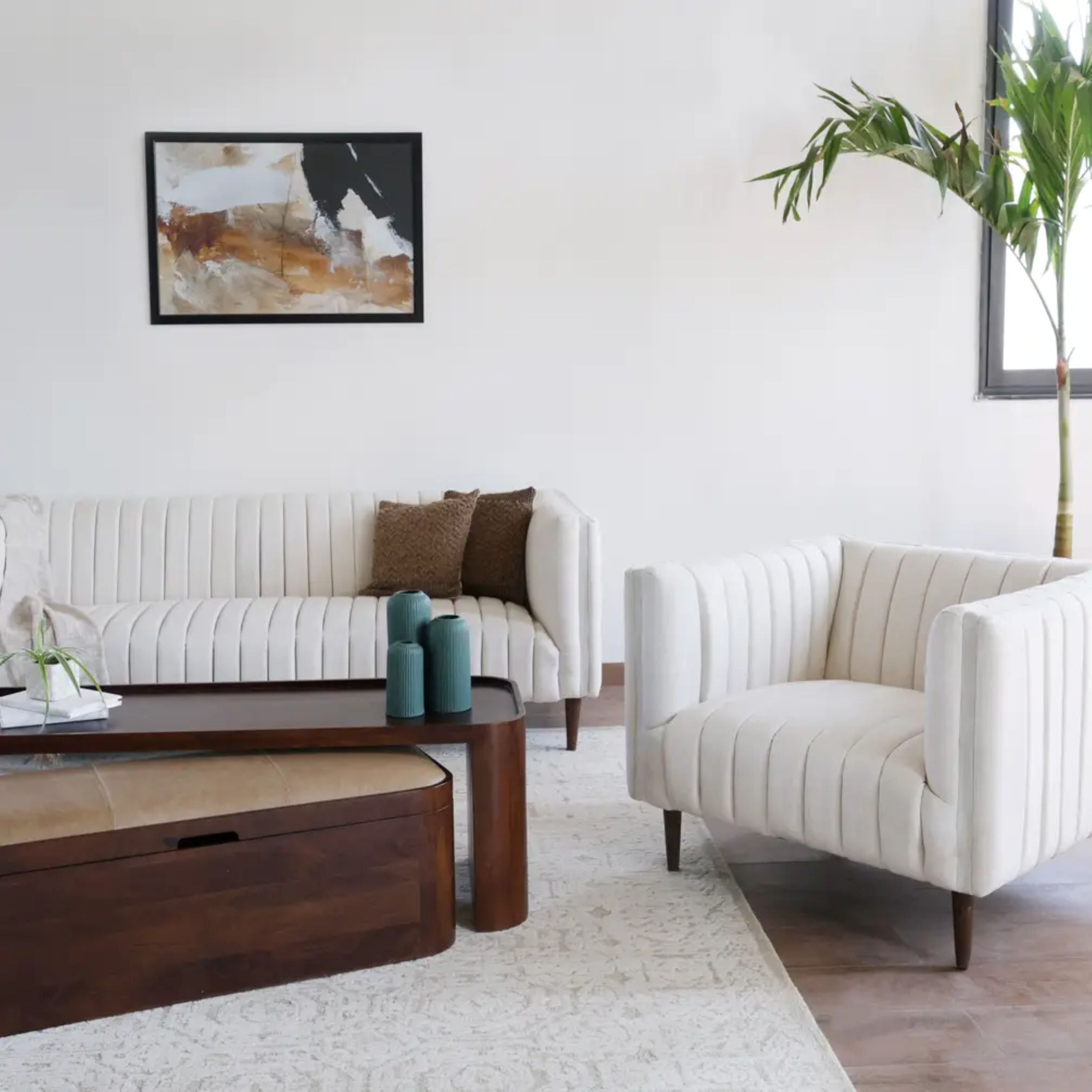 54" Brown Solid Wood Sled Trunk Coffee Table