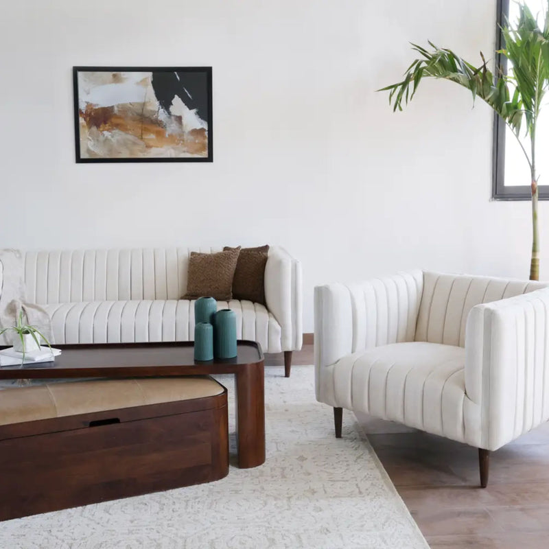 54" Brown Solid Wood Sled Trunk Coffee Table