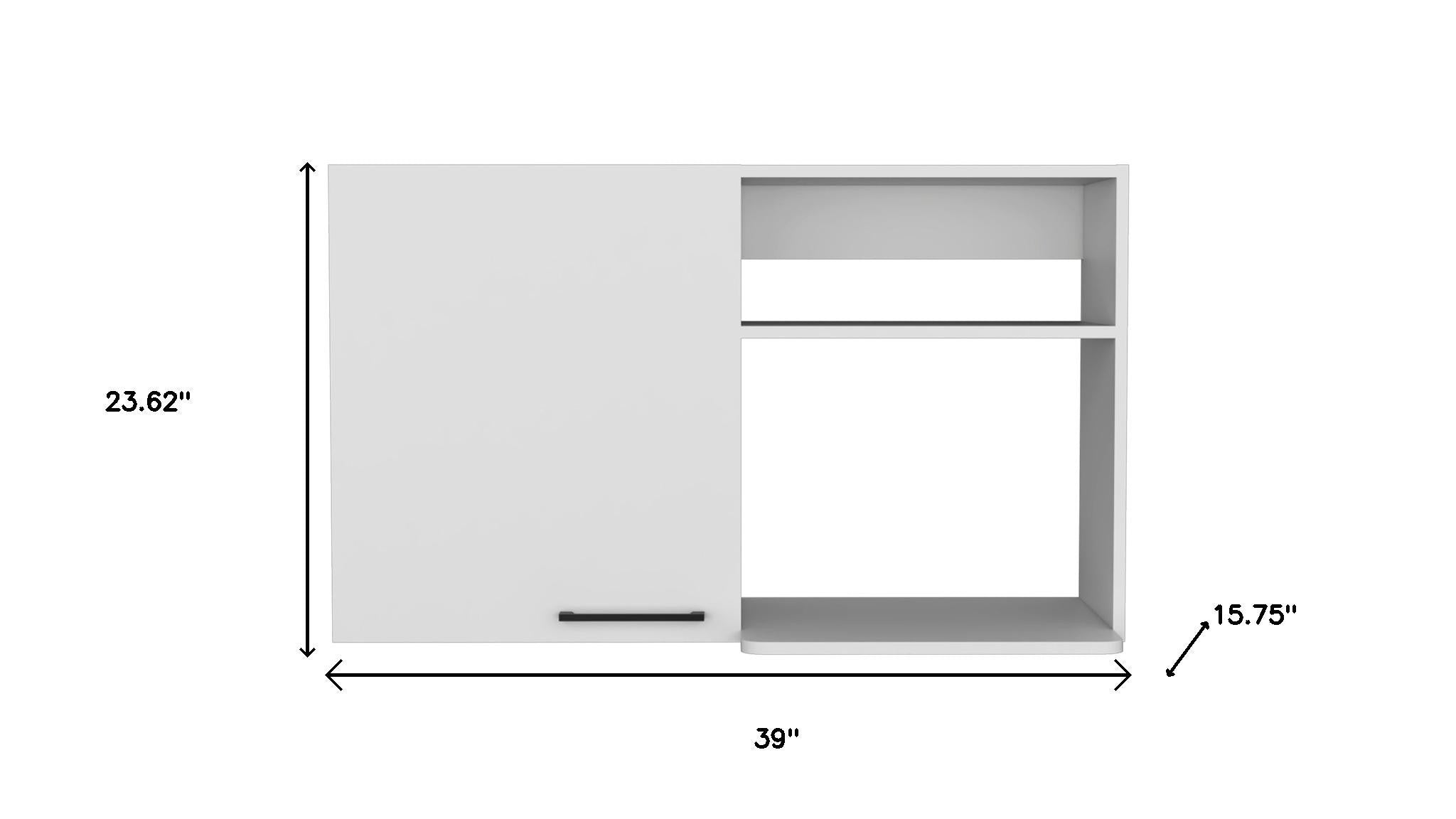 39" White Wood Wall Mounted Accent Cabinet With Single Door - Kitchen & Dining