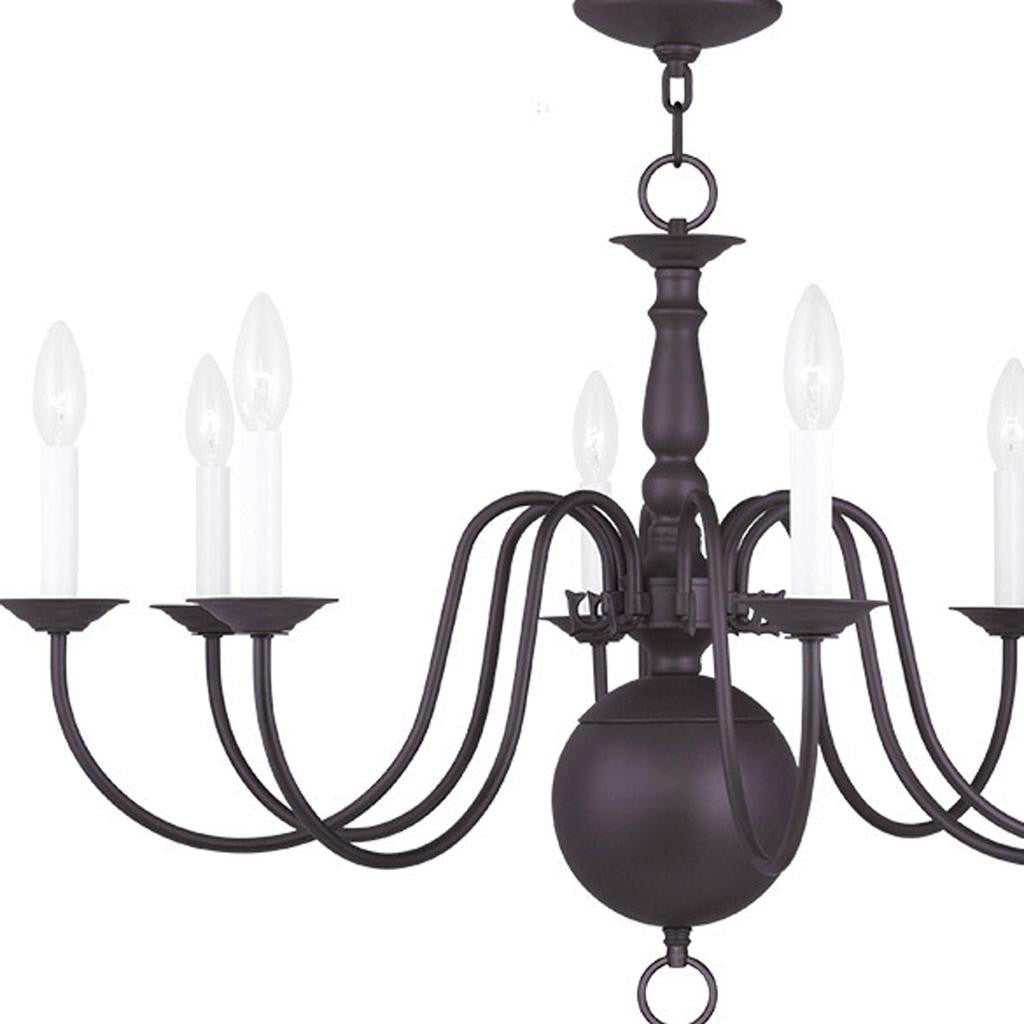 Bronze Eight Light Metal Dimmable Chandelier With Shades