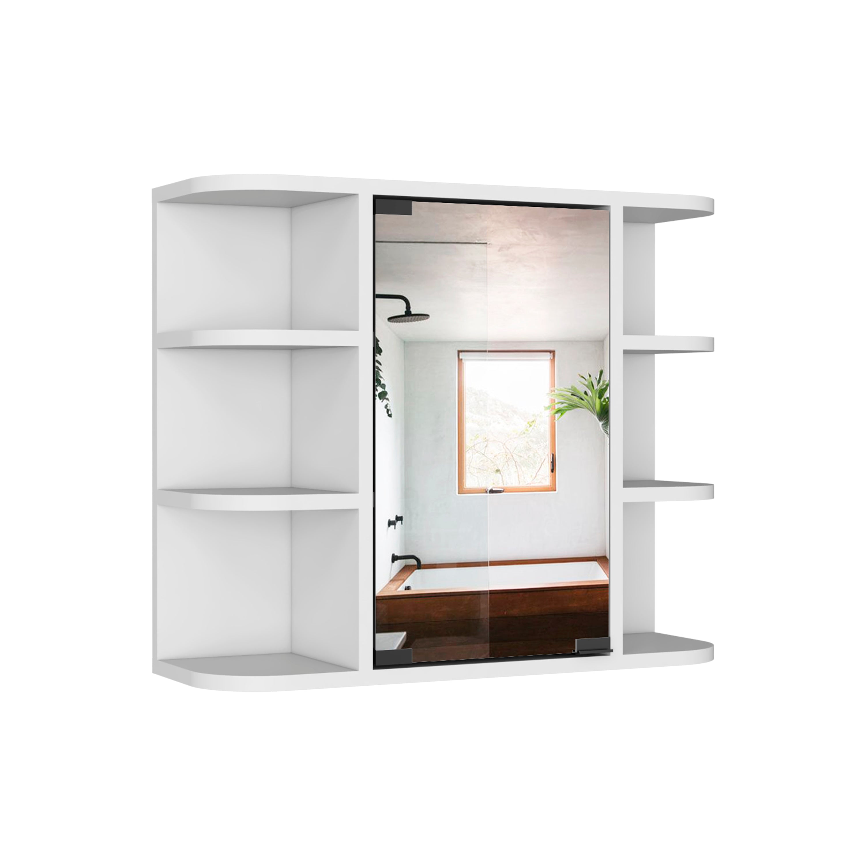 24" White Wood Wall Mounted Single Door Medicine Cabinet - Office Supplies