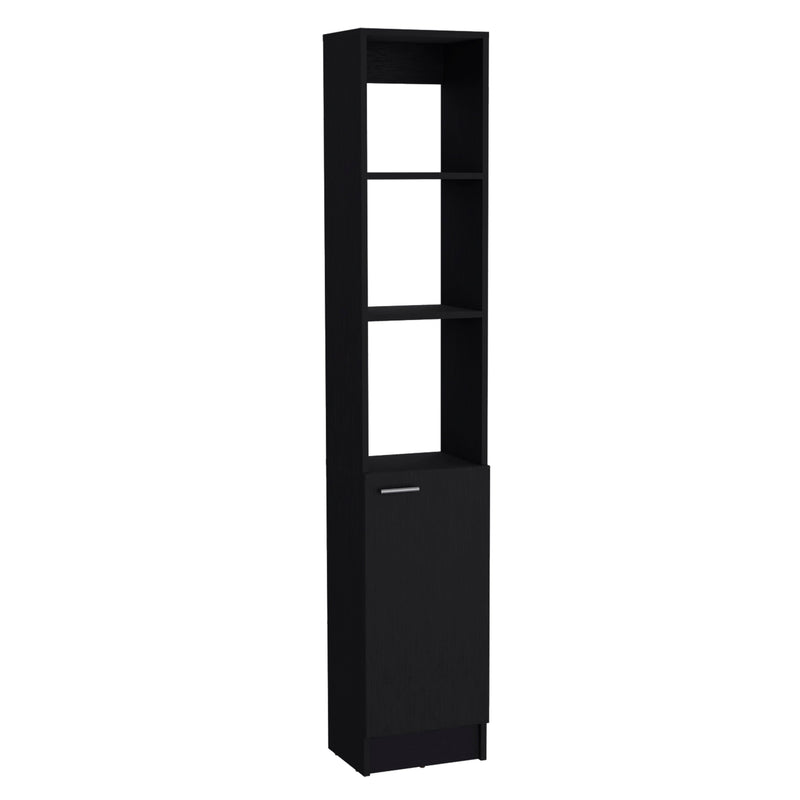 13" Black Wood Single Door Linen Cabinet - Office