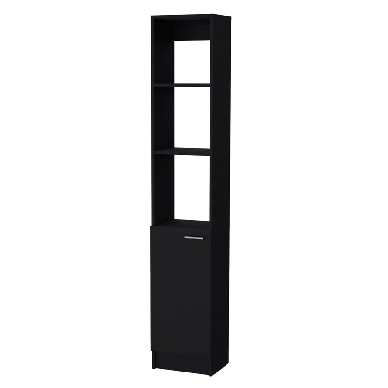 13" Black Wood Single Door Linen Cabinet - Office