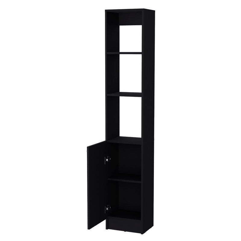 13" Black Wood Single Door Linen Cabinet - Office