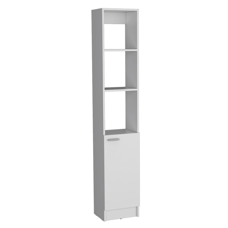 13" White Wood Single Door Linen Cabinet - Office