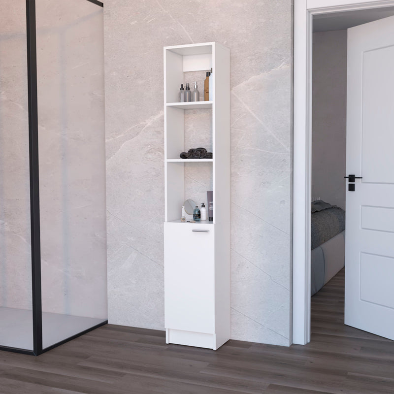 13" White Wood Single Door Linen Cabinet - Office