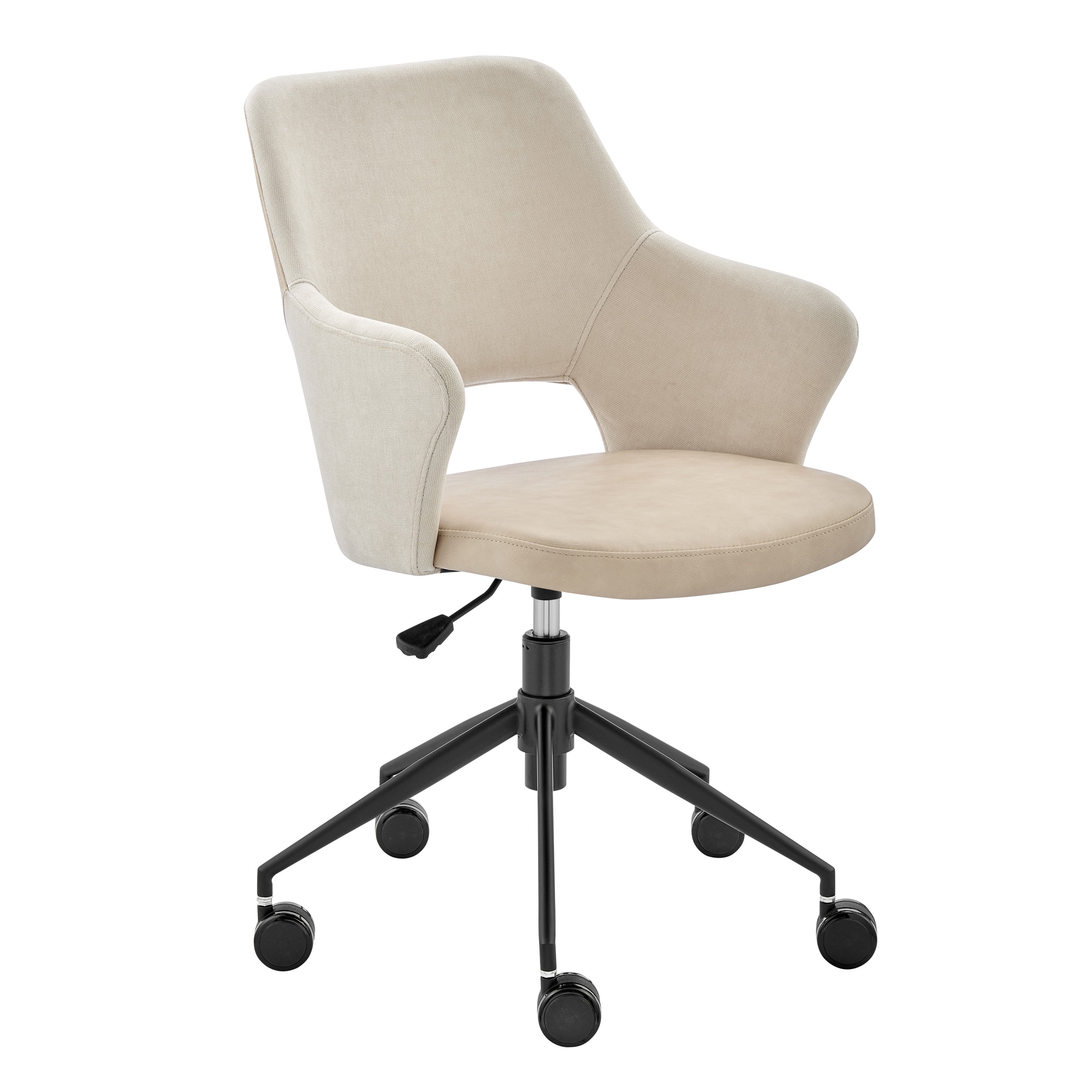 Beige Ivory and Black Adjustable Height Swivel Rolling Office Chair Default Title
