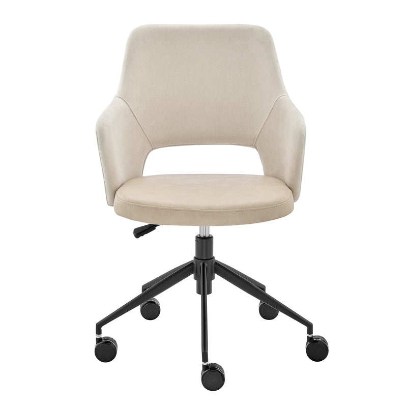 Beige Ivory and Black Adjustable Height Swivel Rolling Office Chair