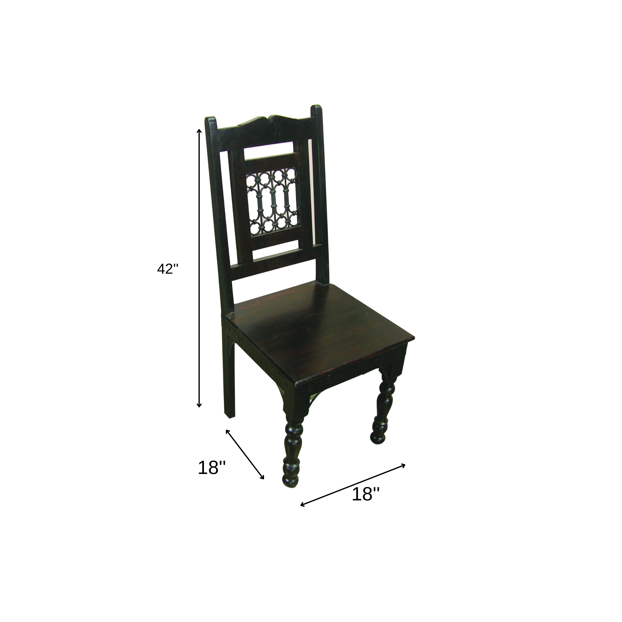 Dark Brown Metal and Wood Slat Back Dining Side Chair - Kitchen & Dining