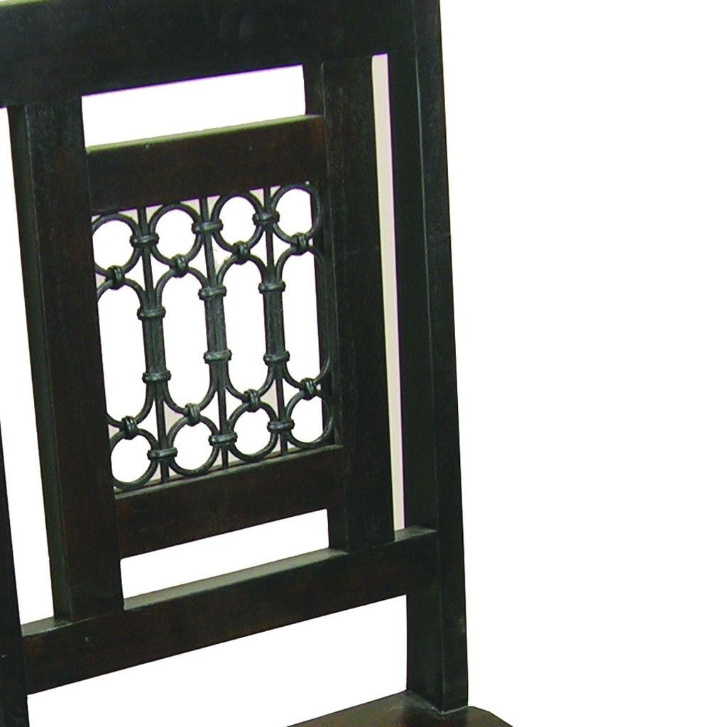 Dark Brown Metal and Wood Slat Back Dining Side Chair - Kitchen & Dining