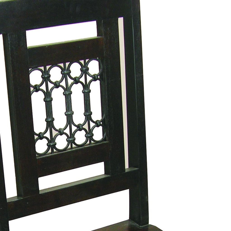 Dark Brown Metal and Wood Slat Back Dining Side Chair - Kitchen & Dining