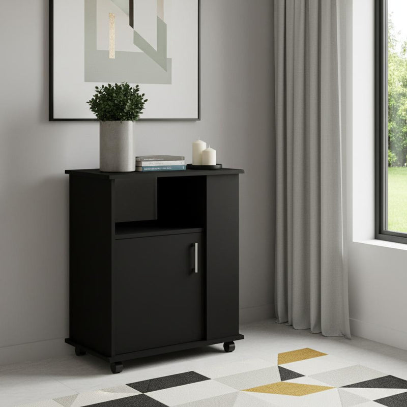 24" Black Wood Accent Cabinet With Single Door - Kitchen & Dining