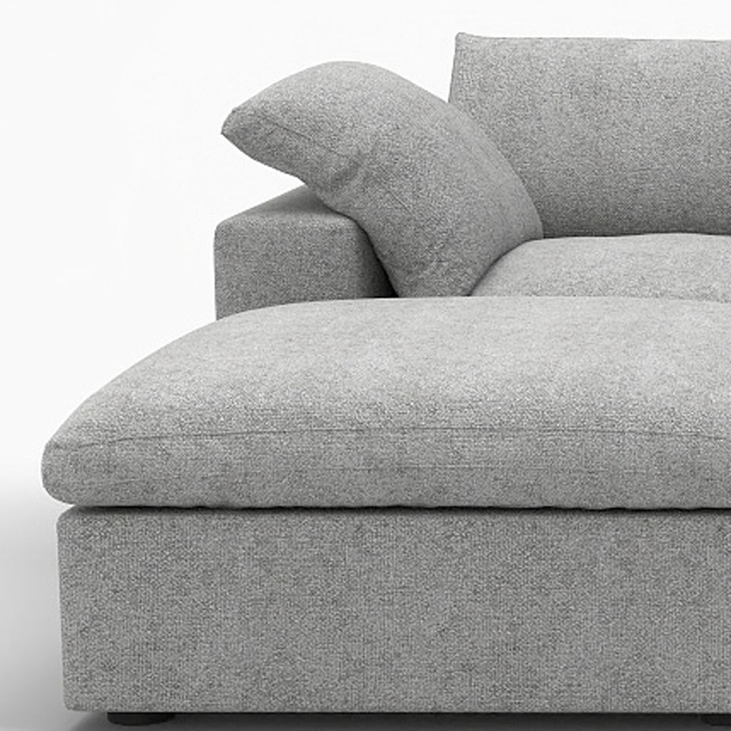 120" Light Gray Linen Blend Modular Universal Sofa With Ottoman And Storage - Living Room
