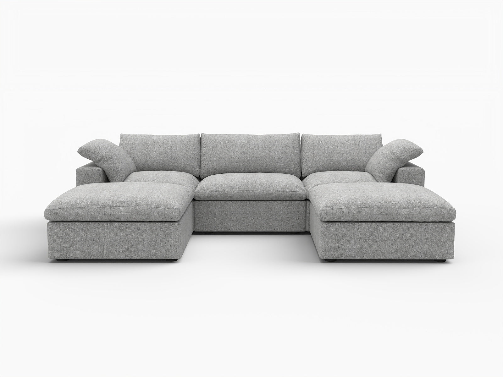 120" Light Gray Linen Blend Modular Universal Sofa With Ottoman And Storage - Living Room