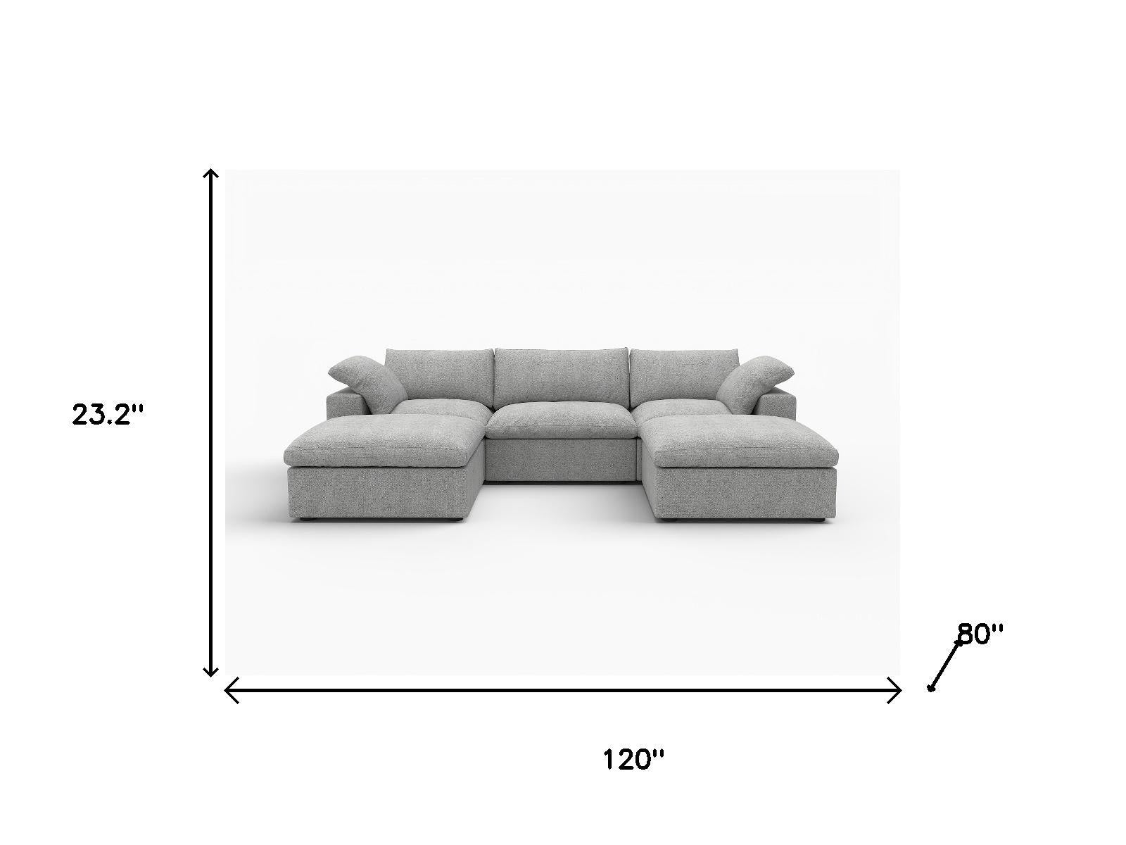 120" Light Gray Linen Blend Modular Universal Sofa With Ottoman And Storage - Living Room