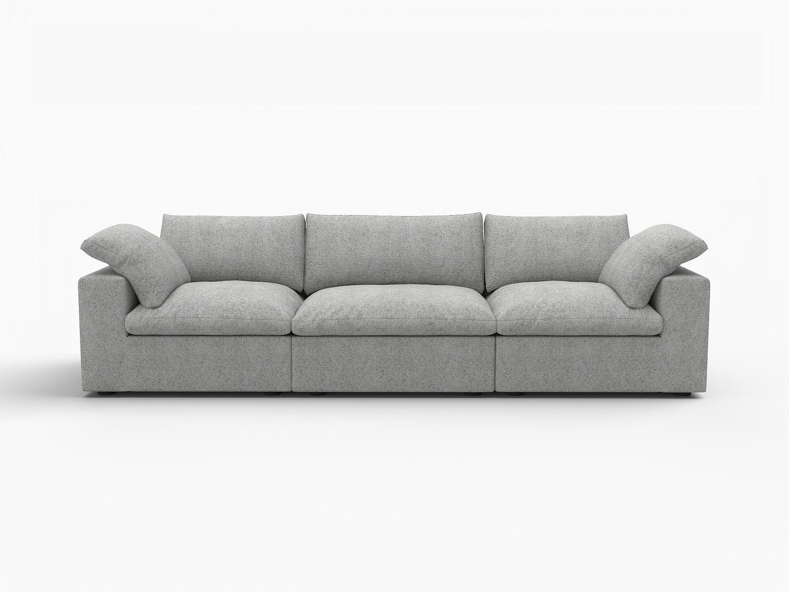 120" Light Gray Linen Blend Modular Sofa With Toss Pillows - Living Room