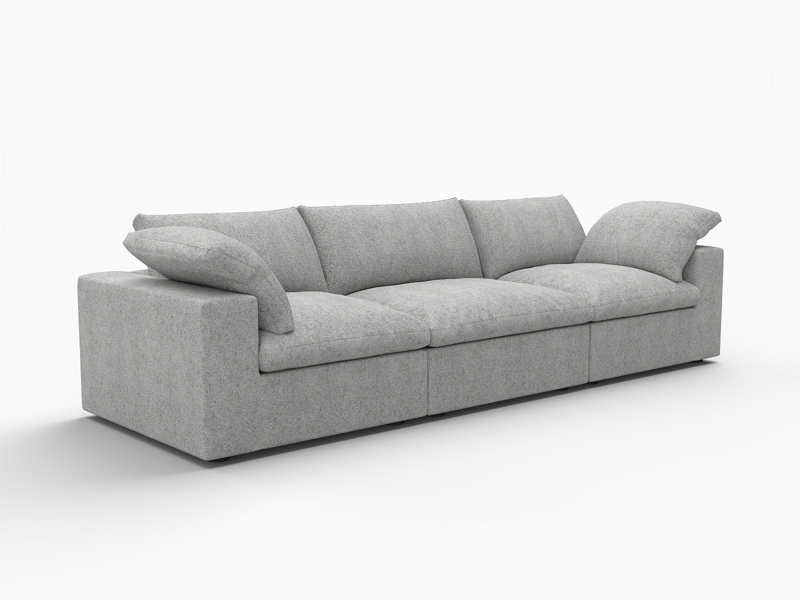 120" Light Gray Linen Blend Modular Sofa With Toss Pillows - Living Room