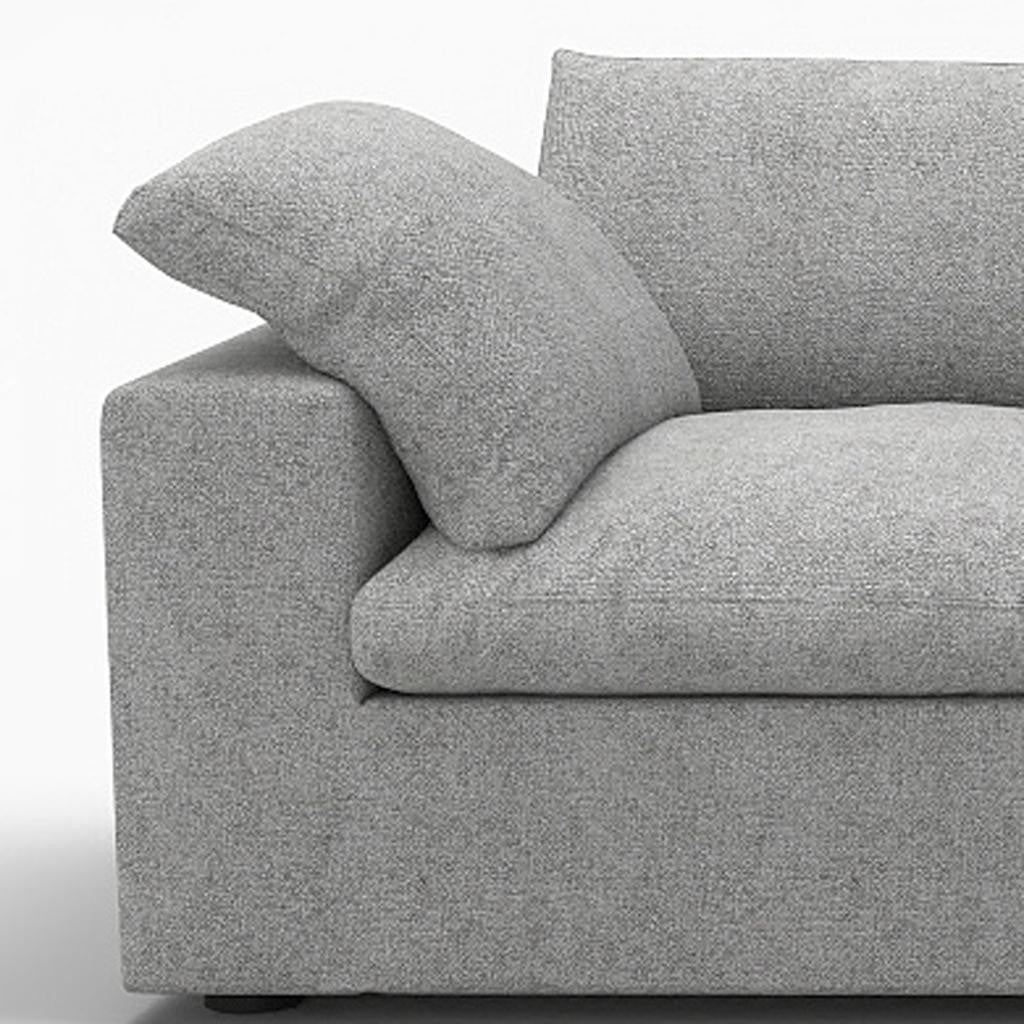 120" Light Gray Linen Blend Modular Sofa With Toss Pillows - Living Room