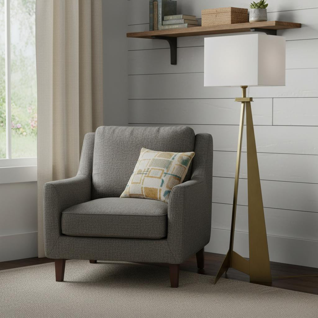 60" Floor Lamp With White Fabric Novelty Shade - Lighting