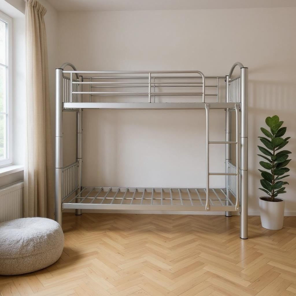 78" X 44" X 67" Twin Over Twin Silver Metal Bunk Bed - Bed & Bath
