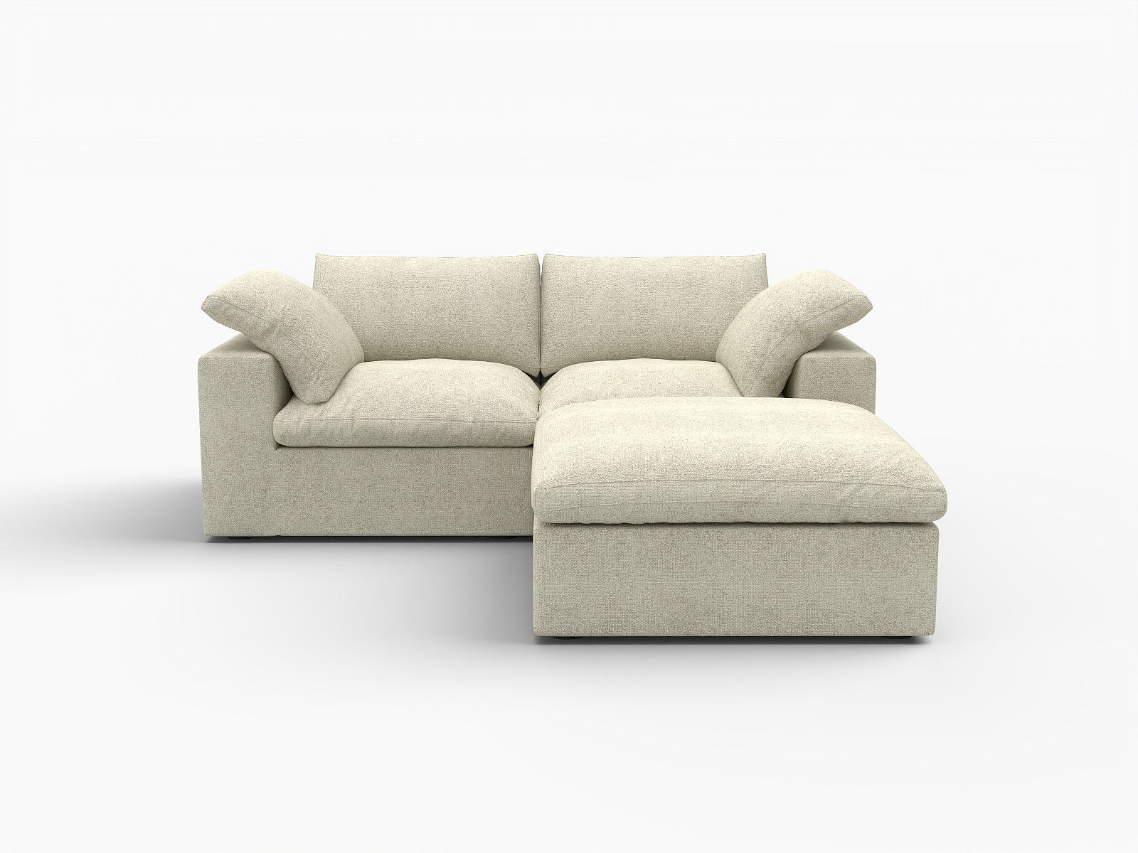 79" White and Black Linen Blend Modular Loveseat With Storage - Living Room