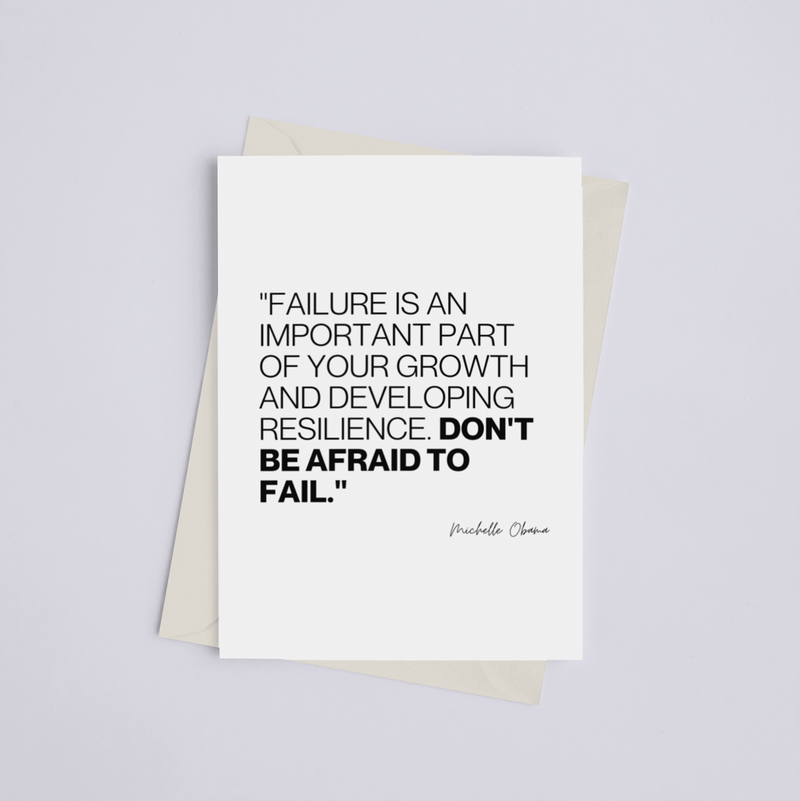 "Don't Be Afraid to Fail" Michelle Obama Quote - Greeting Card - Pack of 1 - Apparel and Accessories