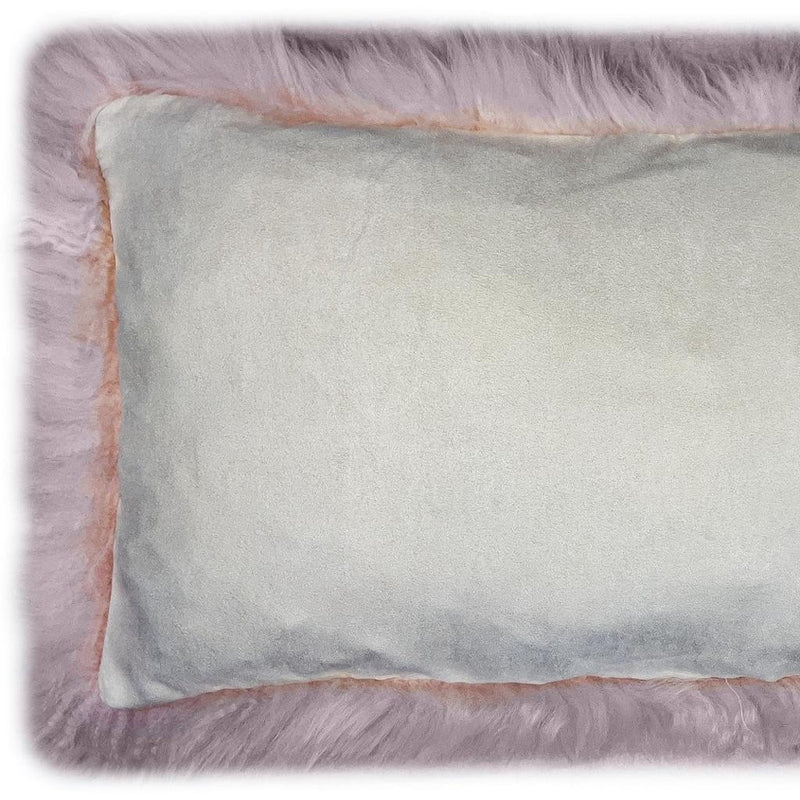 Set Of Two Blush Genuine Sheepskin Lumbar Accent Pillows - Home Decor