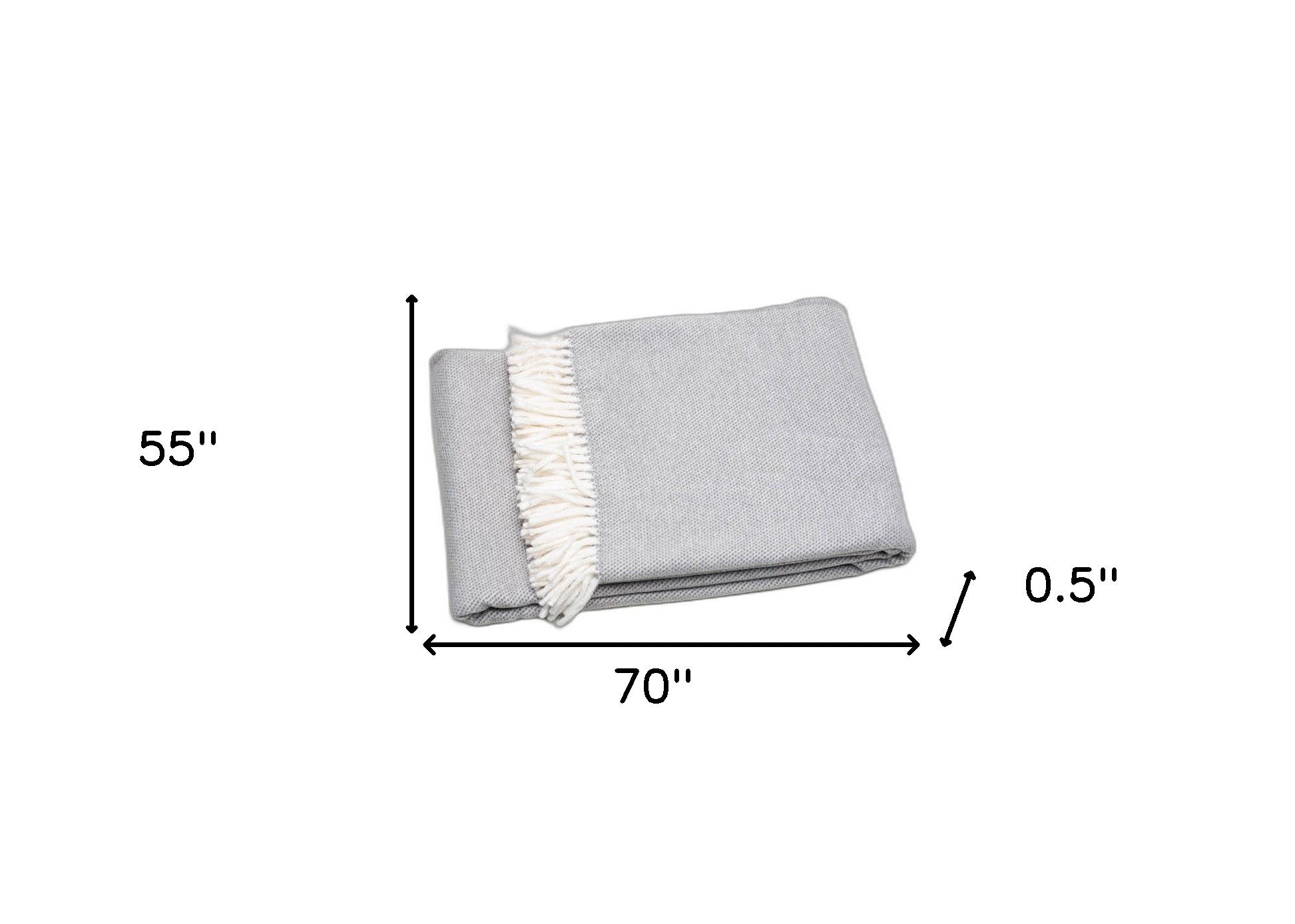 Light Gray Mini Dot Fringed Throw Blanket - Home Decor