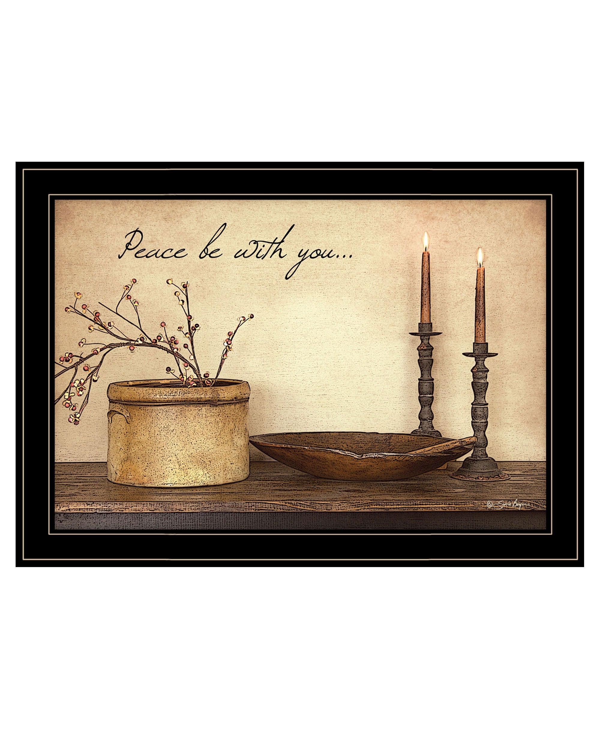 Peace Be with You Black Framed Print Wall Art - Home Decor
