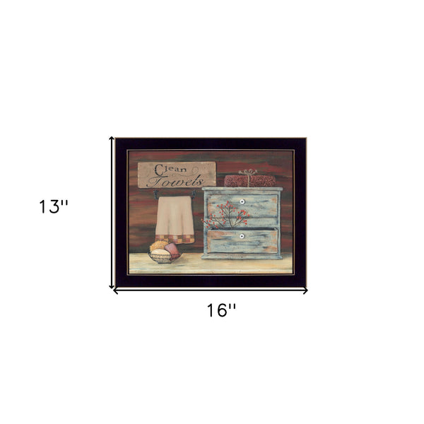 Clean Towels Black Framed Print Bathroom Wall Art - Home Decor