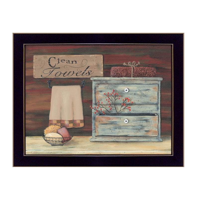Clean Towels Black Framed Print Bathroom Wall Art - Home Decor