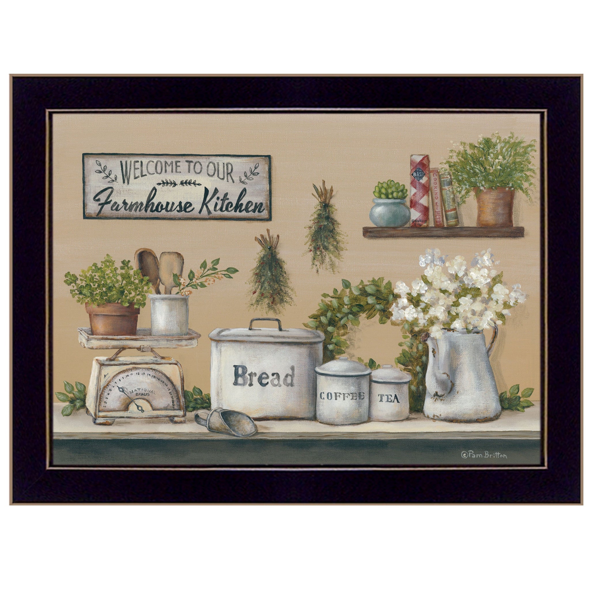Garden Farmhouse Kitchen Black Framed Print Kitchen Wall Art - Home Decor