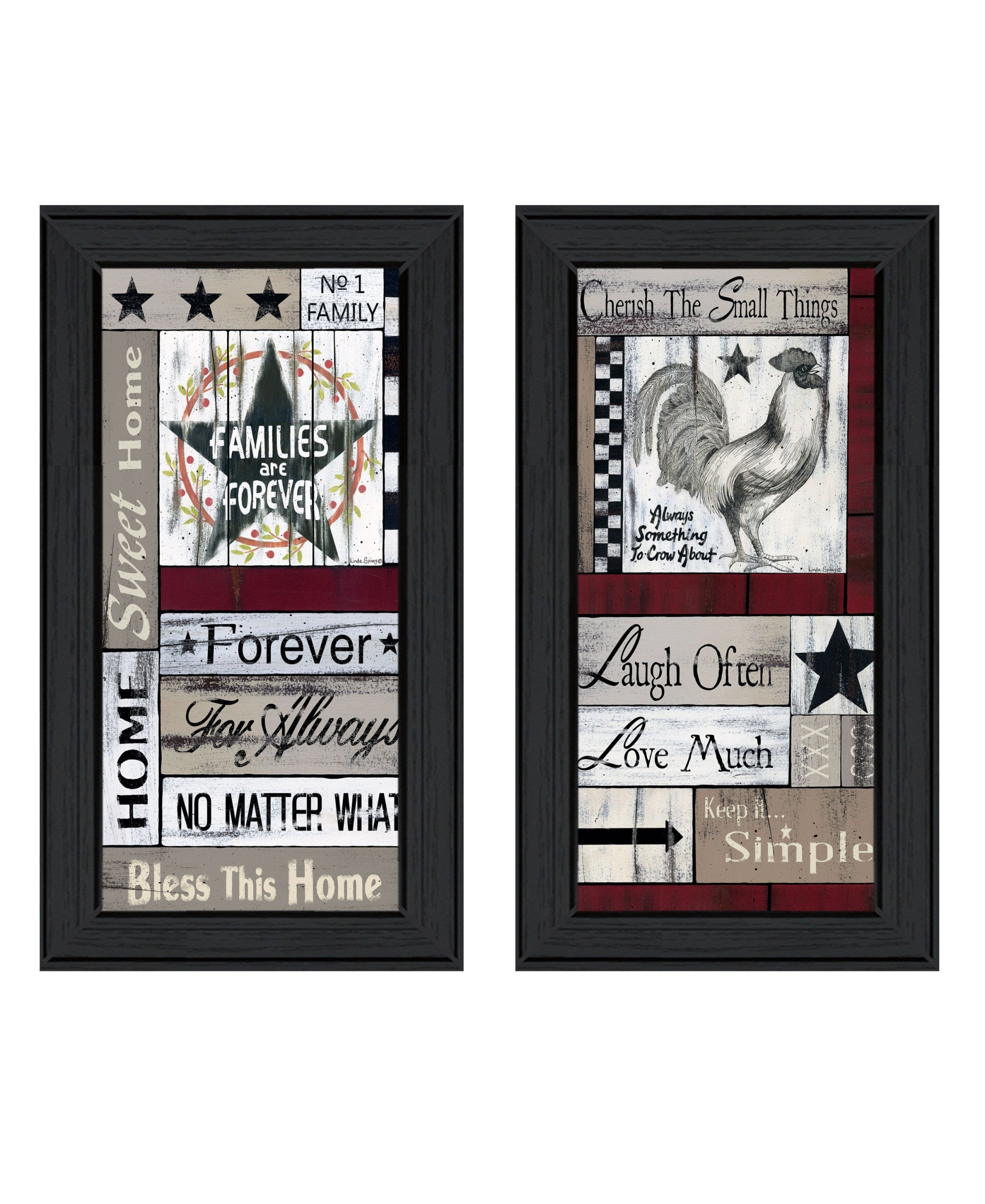 Set Of Two Family Wisdom Black Framed Print Wall Art - Home Decor