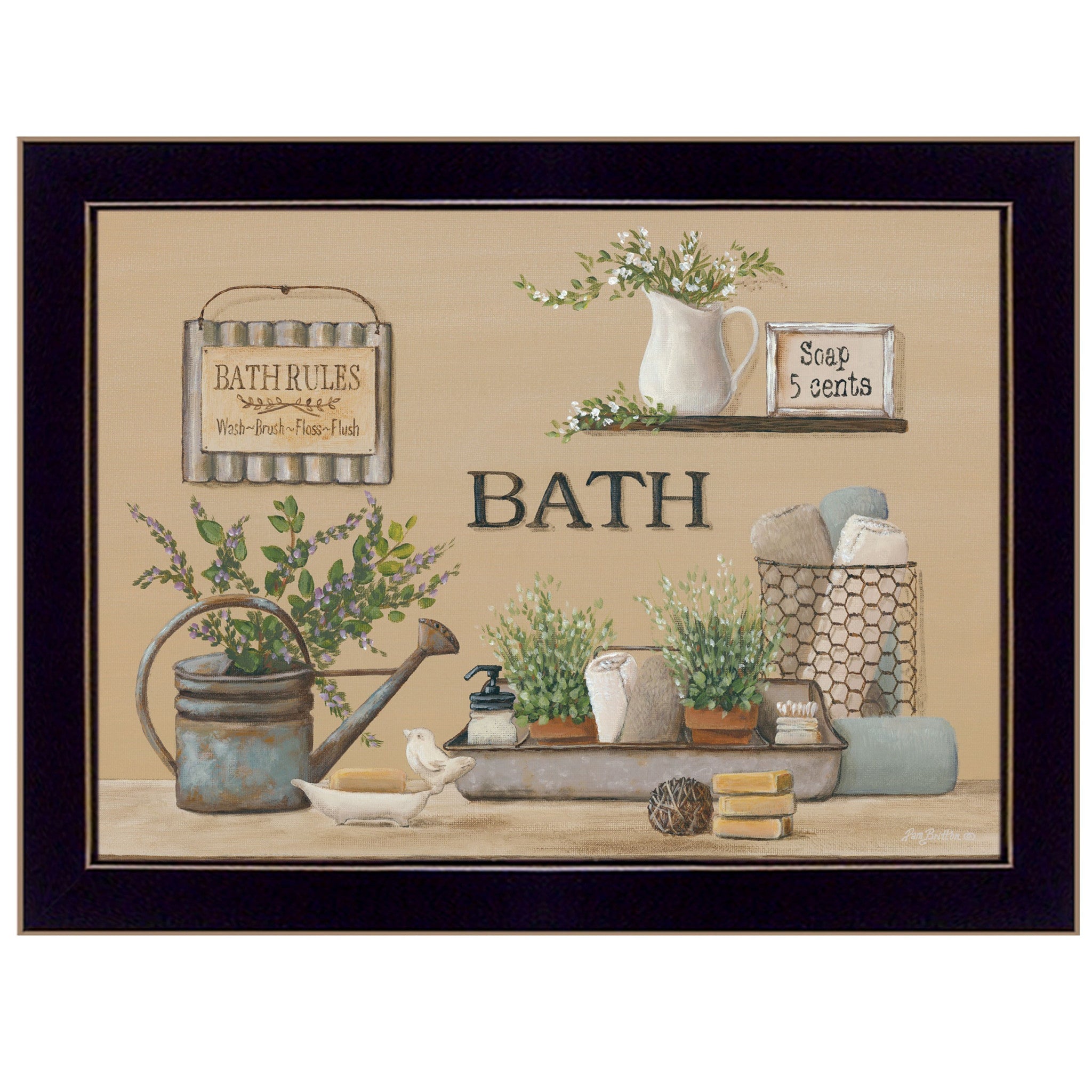 Farmhouse Bath Black Framed Print Bathroom Wall Art - Home Decor