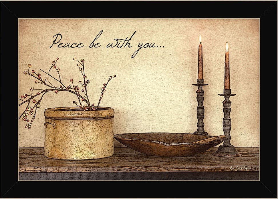 Peace Be with You Black Framed Print Wall Art - Home Decor