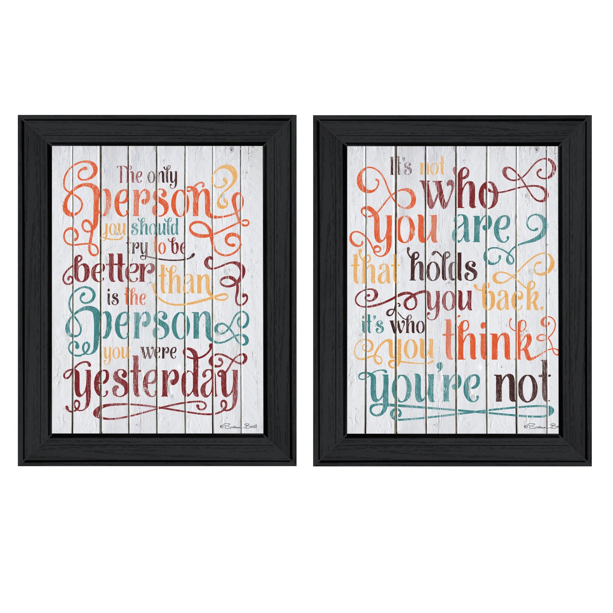 Set Of Two The Only Person Black Framed Print Wall Art - Home Decor