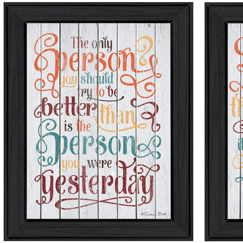 Set Of Two The Only Person Black Framed Print Wall Art - Home Decor
