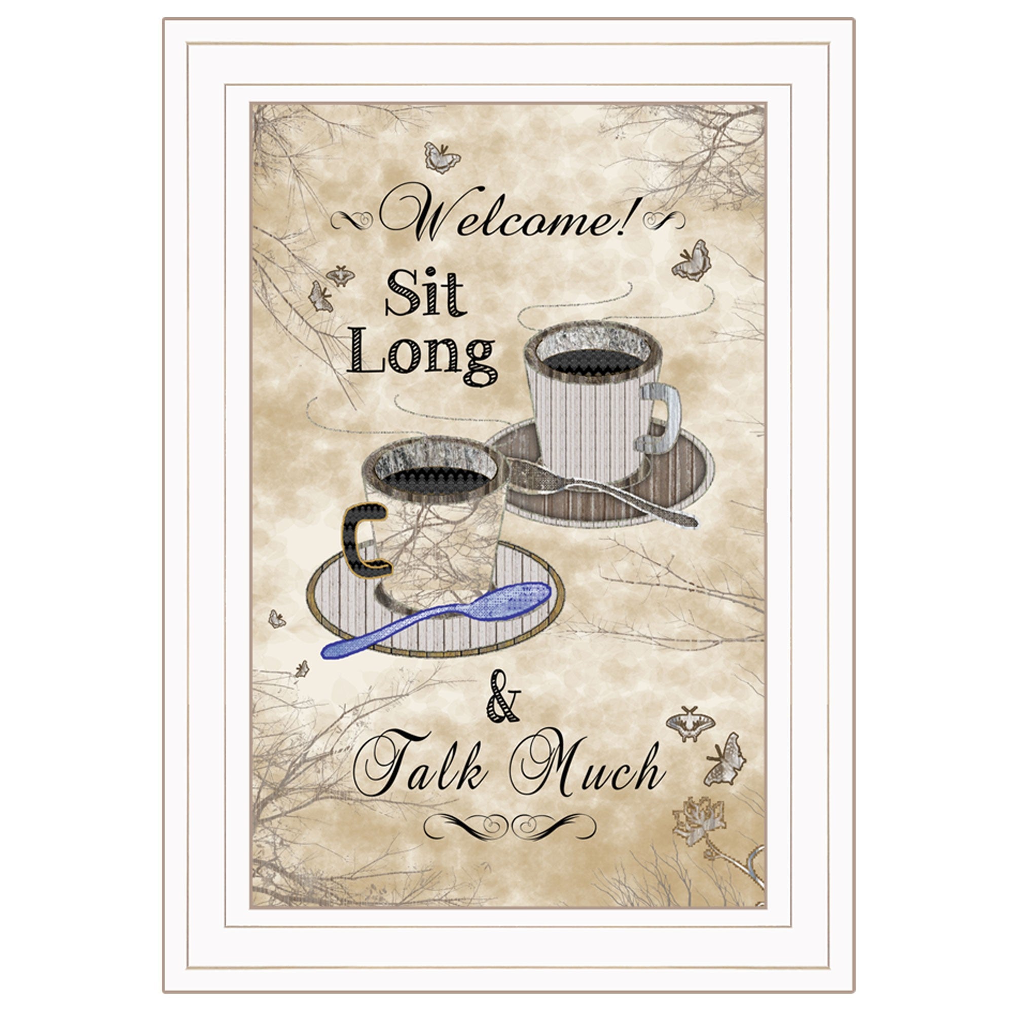 Sit Long Talk Much White Framed Print Kitchen Wall Art - Home Decor