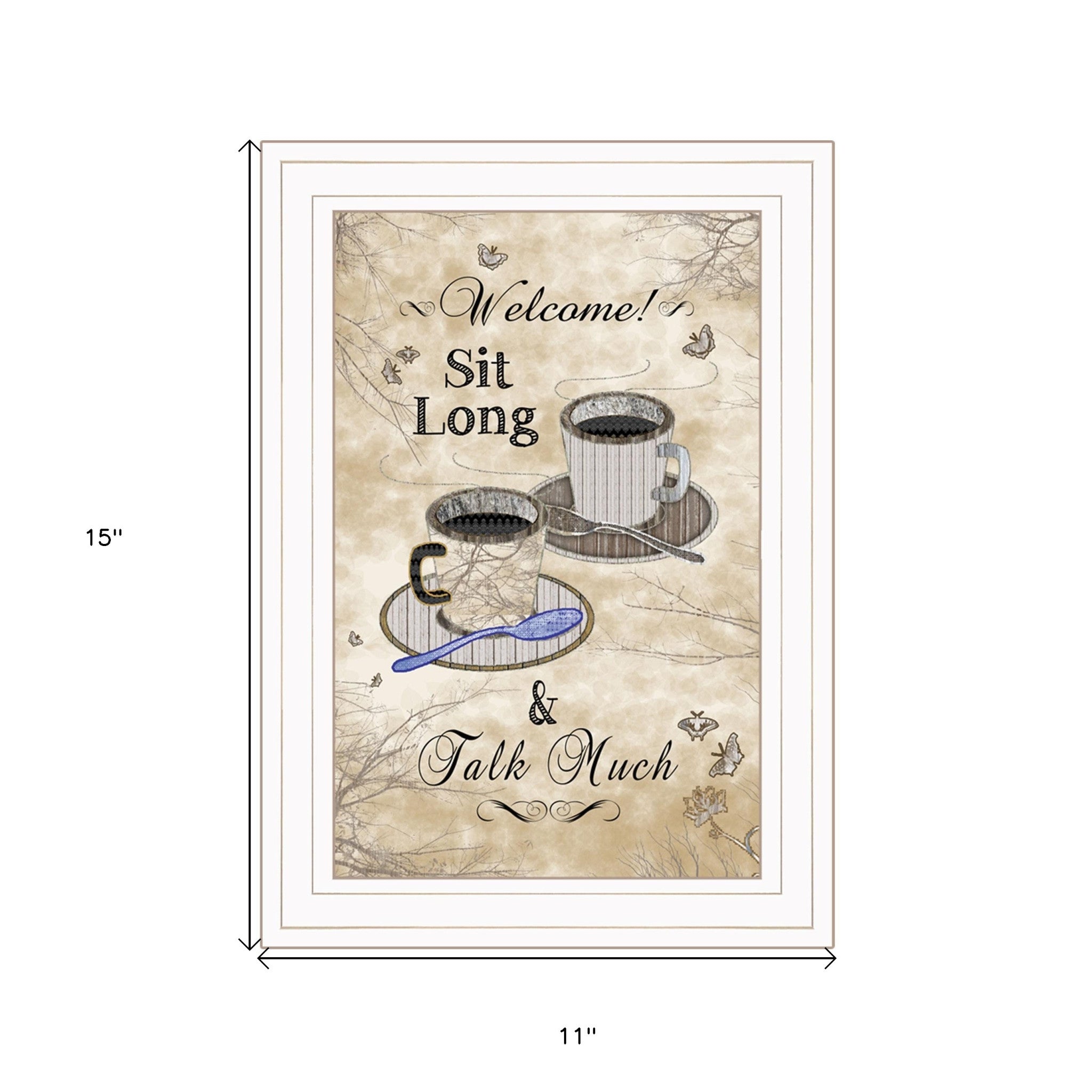 Sit Long Talk Much White Framed Print Kitchen Wall Art - Home Decor