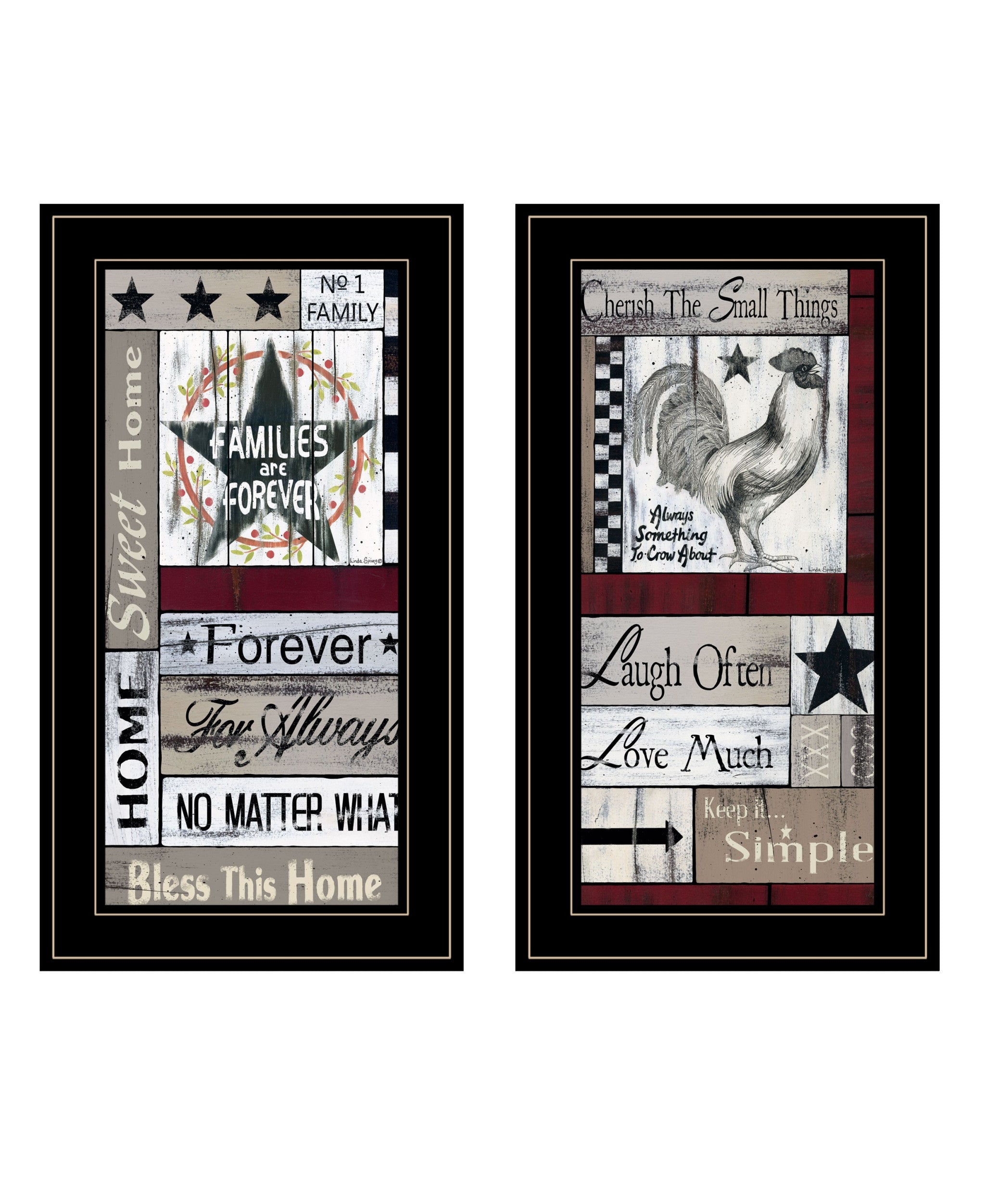 Set Of Two Family Wisdom Black Framed Print Wall Art - Home Decor