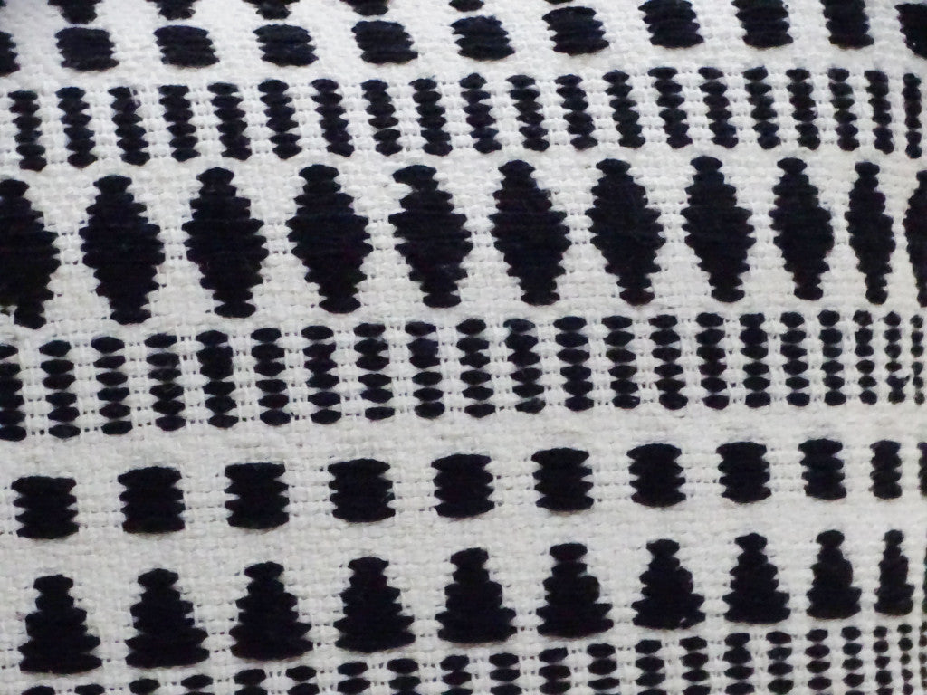 22" Black and White Southwestern Cotton Blend Throw Pillow With Tassels - Home Decor