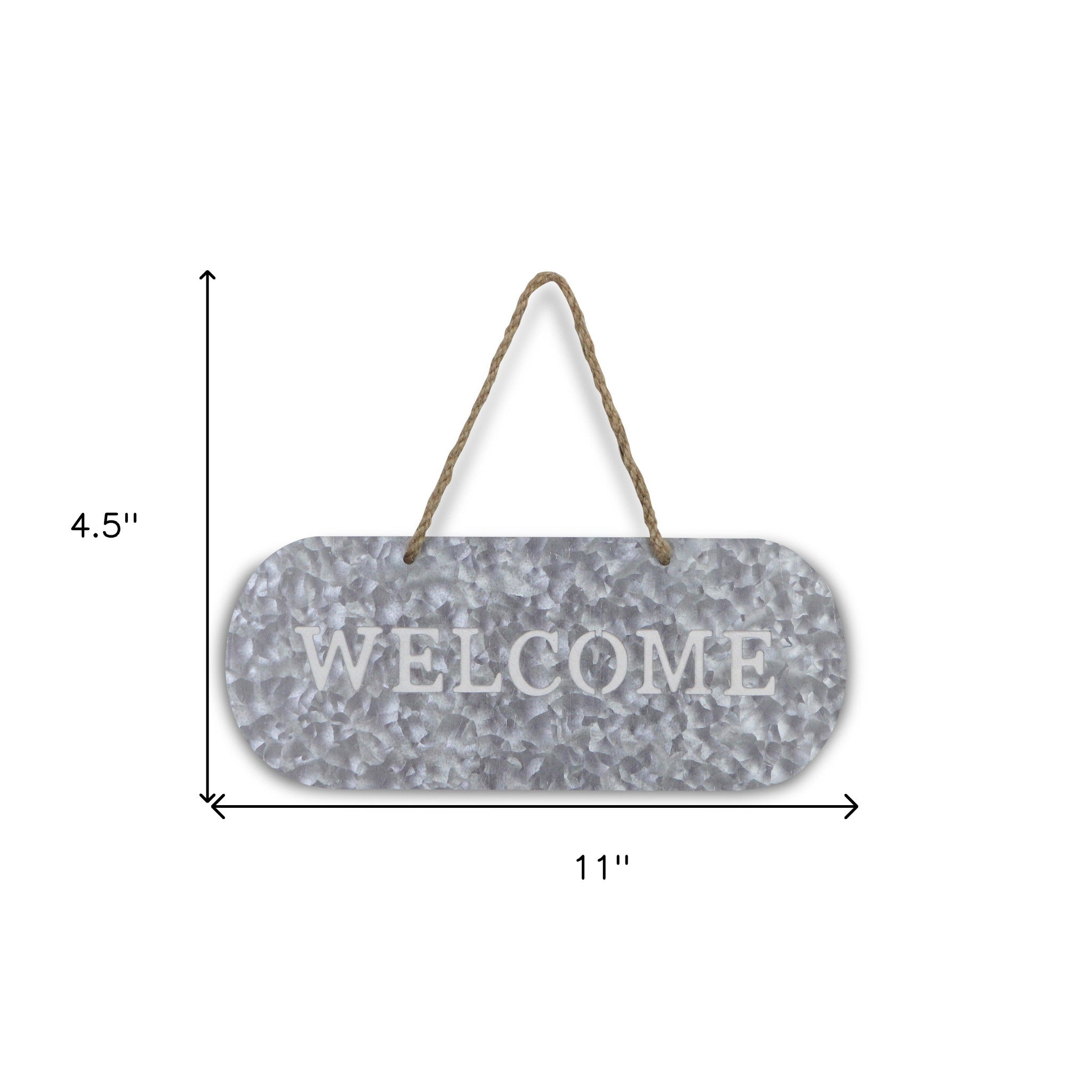 5" X 11" Gray Handcrafted Welcome Galvanized Metal Wall Decor - Home & Garden