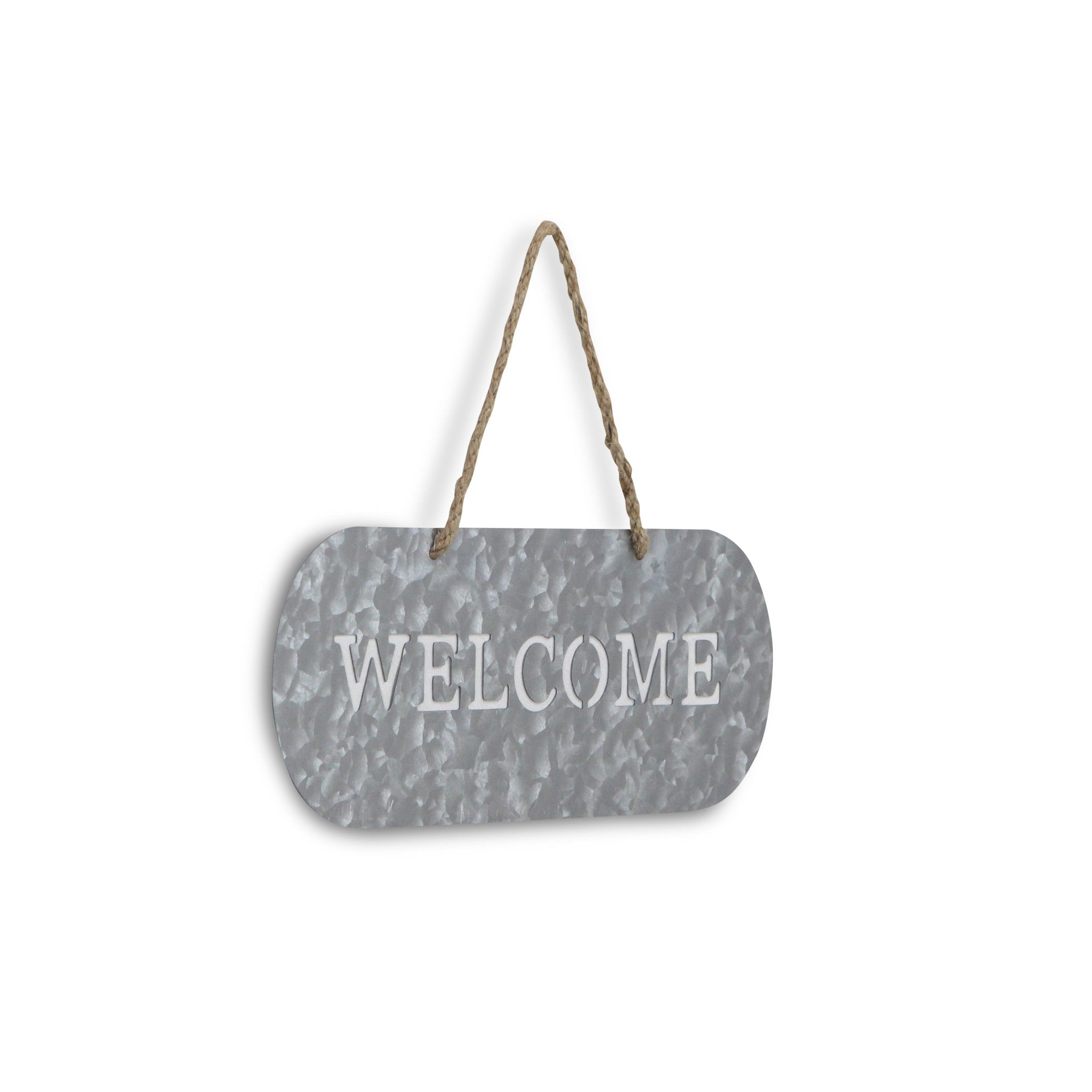 5" X 11" Gray Handcrafted Welcome Galvanized Metal Wall Decor - Home & Garden