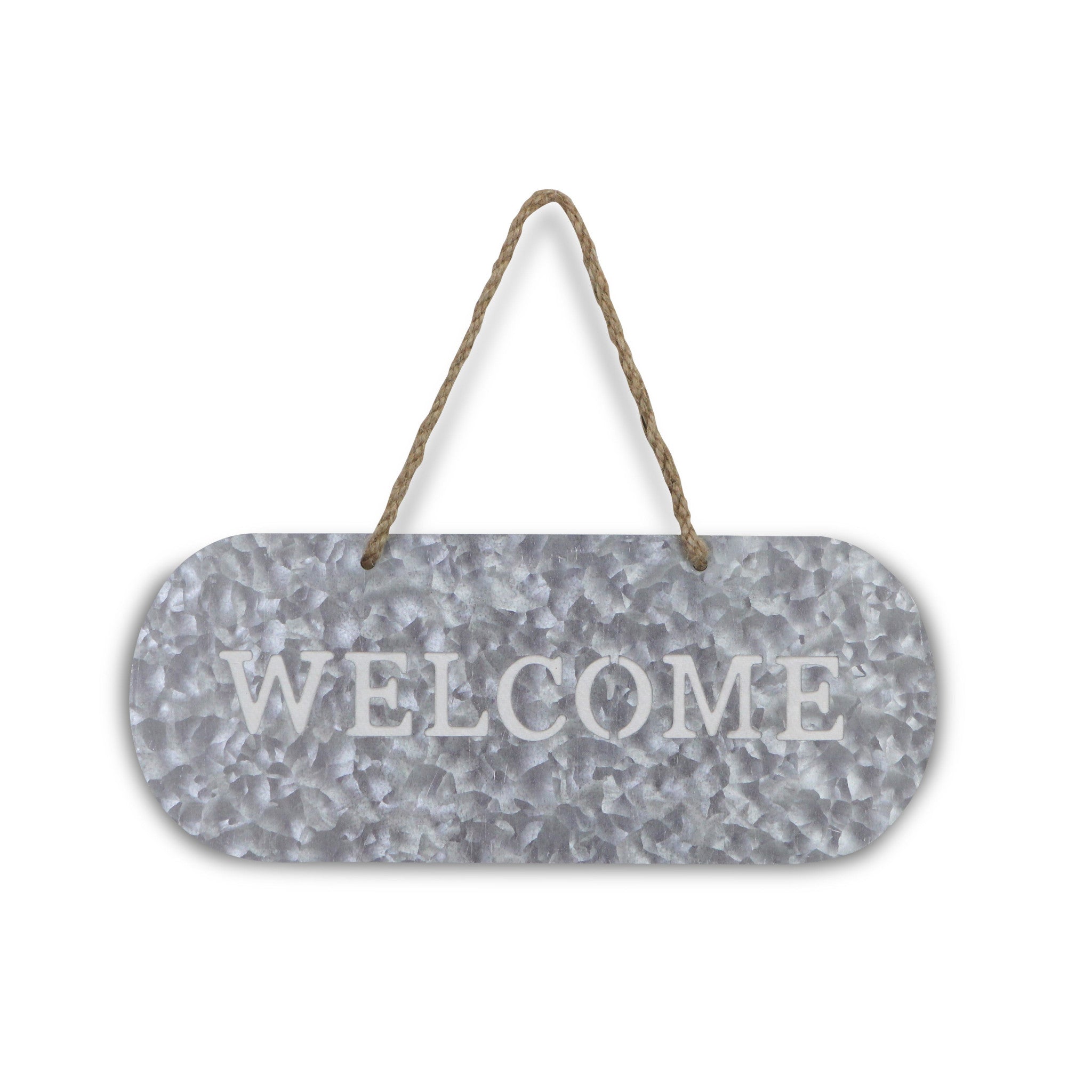 5" X 11" Gray Handcrafted Welcome Galvanized Metal Wall Decor - Home & Garden