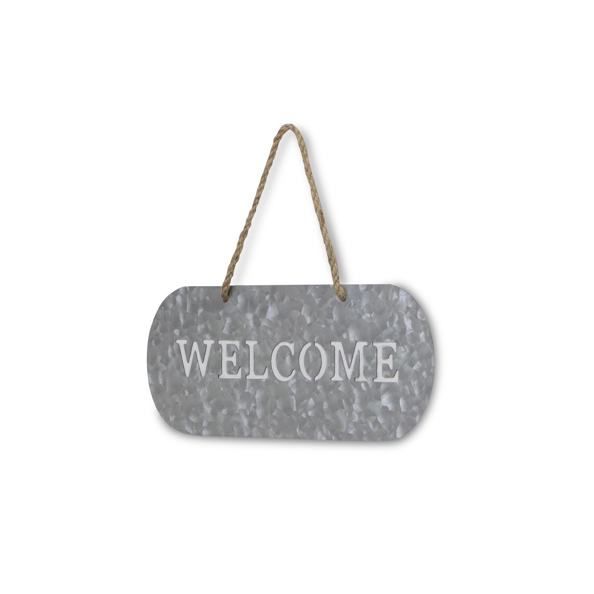 5" X 11" Gray Handcrafted Welcome Galvanized Metal Wall Decor - Home & Garden