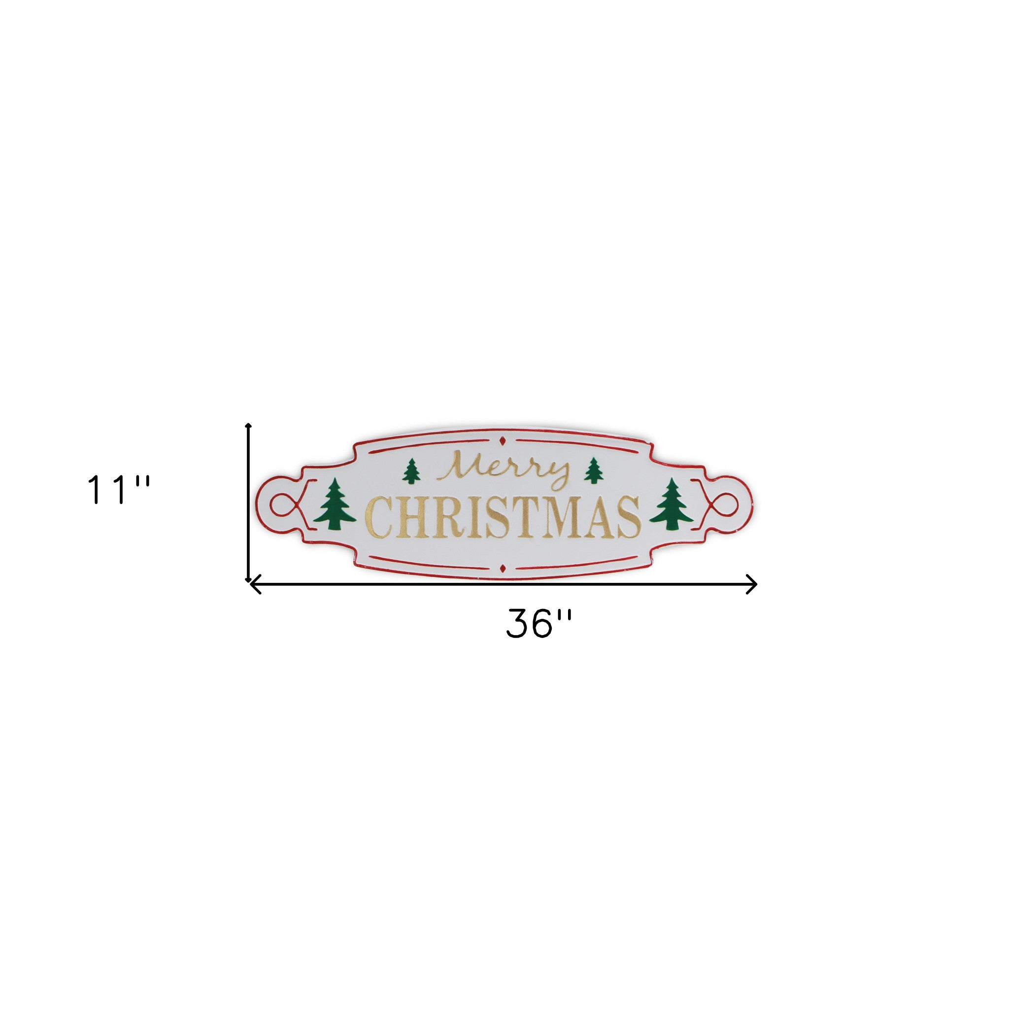 11" X 36" White Green and Red Merry Christmas Metal Wall Decor - Home & Garden