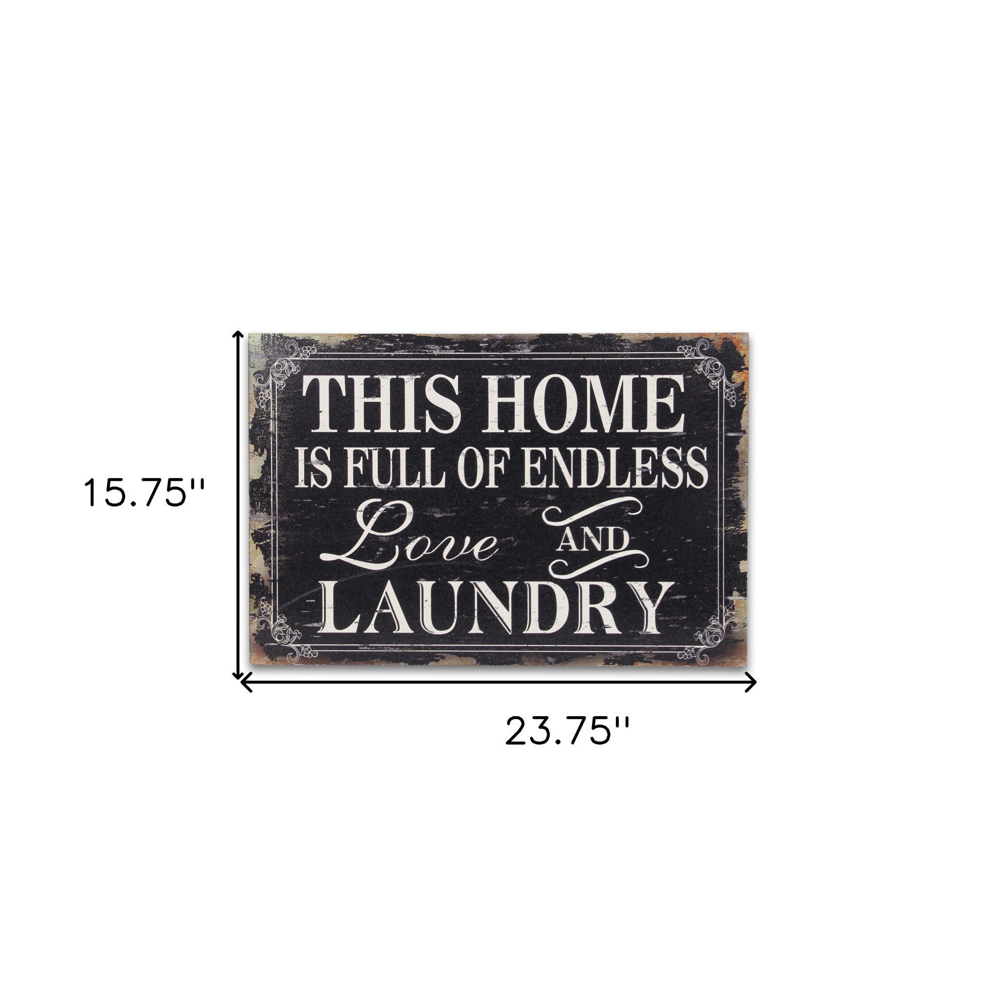 16" X 24" Black and White Endless Love And Laundry Wood Wall Decor - Home & Garden