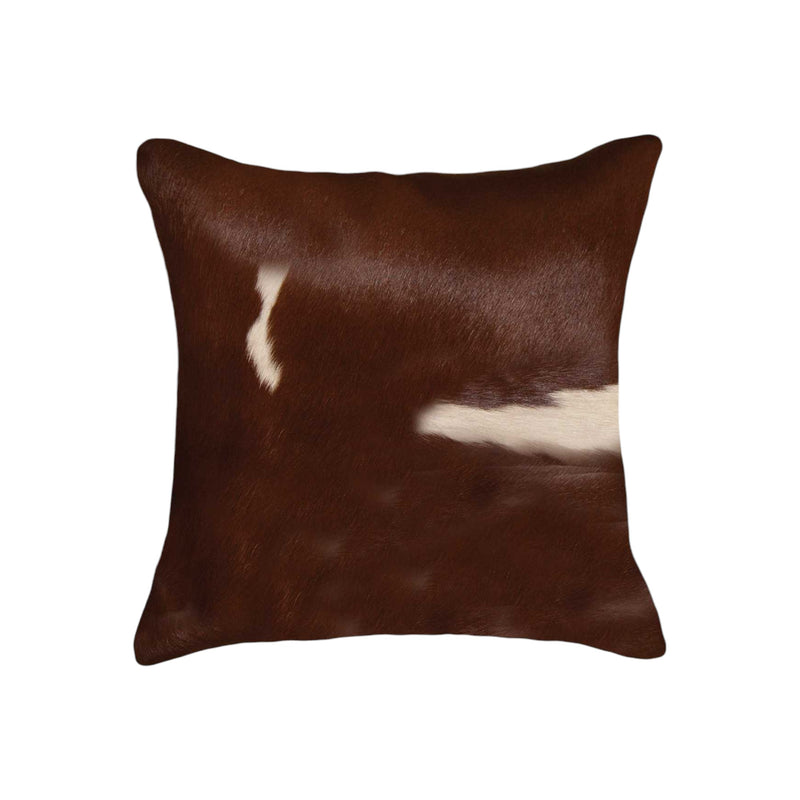 Set of Two 18" Brown And White Cowhide Throw Pillows - Home Decor